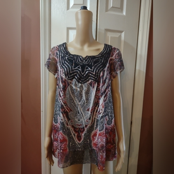 Cato women's plus size 18/20w sequin blouse shirt top - Picture 1 of 8